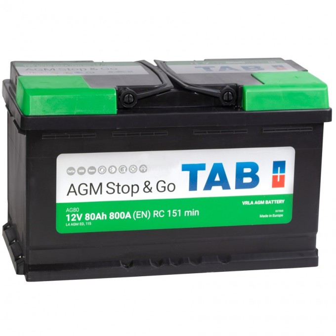 Автомобильный аккумулятор TAB AGM 80 Ач обратная полярность L4 213080/L4 AGM ED/AG80